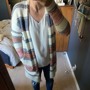 LOFT striped sweater coat